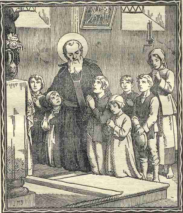Saint Pierre Fourier fait prier les enfants pour obtenir une grâce.