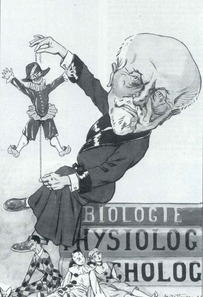 Le professeur Emile Gley. Caricature de L. de Fleurac parue dans Chanteclair (1926).